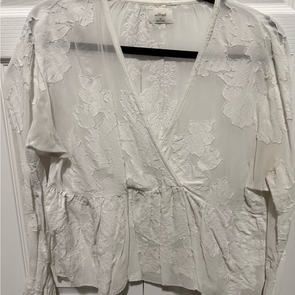 Wilfred Cream Floral Appliqué Wrap Top